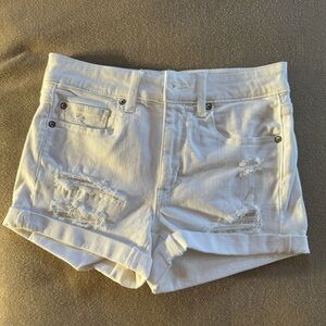 American Eagle Ne(x)t Level Stretch high waisted white jean shorts